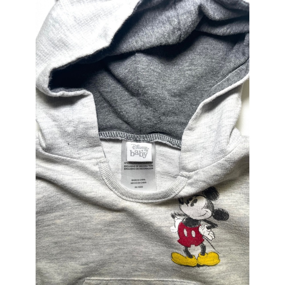 Disney Baby Mickey Mouse Gray Hoodie 3D Ears Sweatshirt 12M 0405 - Picture 2 of 6
